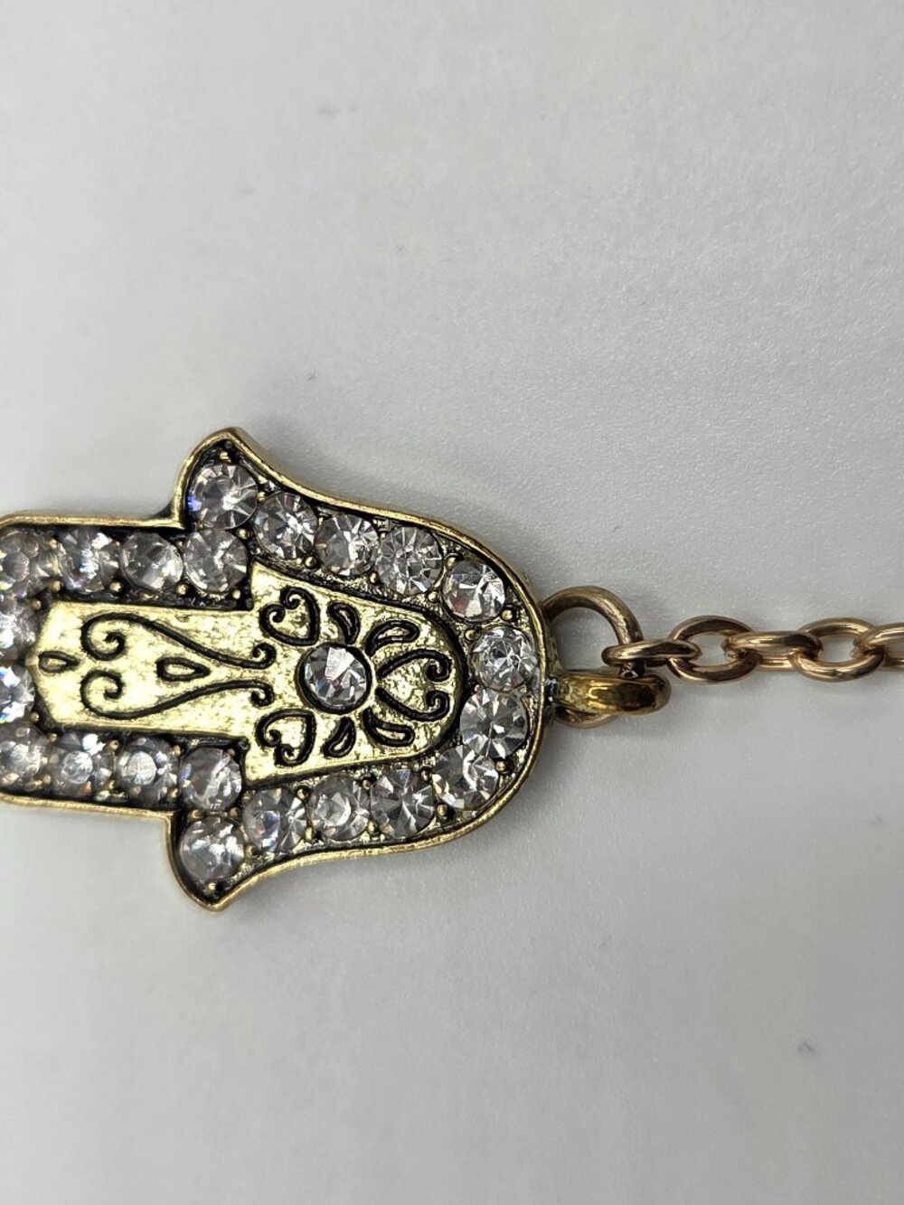 Hamsa Hand Bracelet Gold-tone Adjustable